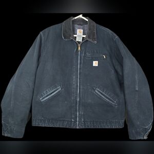 VTG Carhartt Detroit Jacket Mens 48 Tall Black Blanket Lined Work J01 Ships FAST